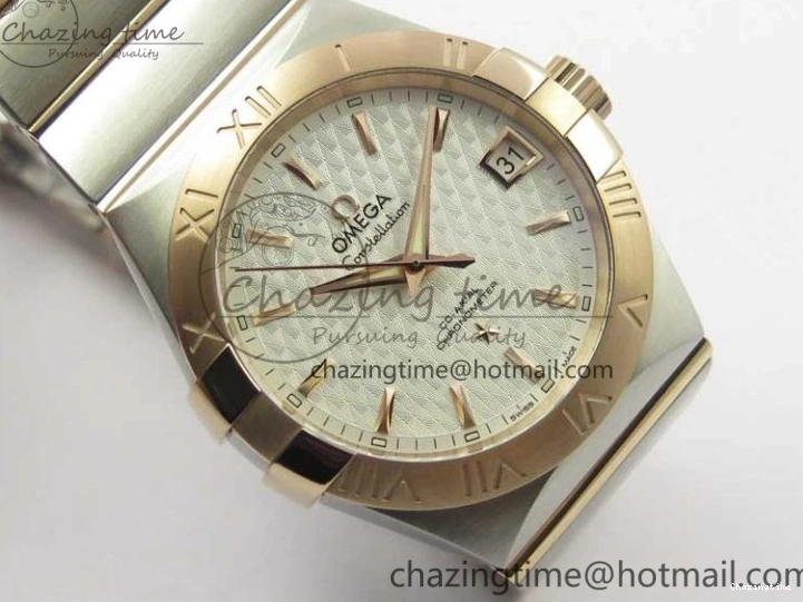 0208 Stylish Constellation 38mm SS RG VSF 1:1 Best Edition WhiteTextured Dial on SS RG Bracelet A8500 Super Clone 7921